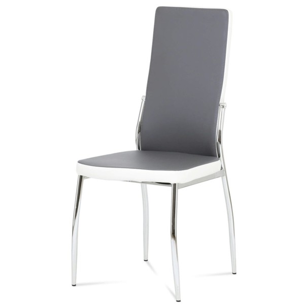 Sconto Jedálenská stolička ABIGAIL sivá/biela/chróm.