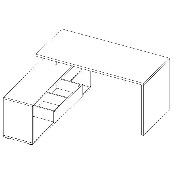 Rohový psací stůl ARLO bílá/bílá vysoký lesk 2
