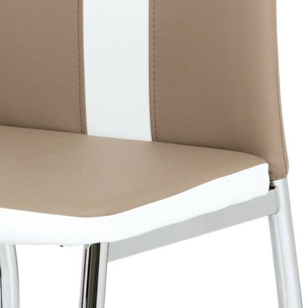 Jídelní židle BARBORA hnědo-bílá/chrom 5