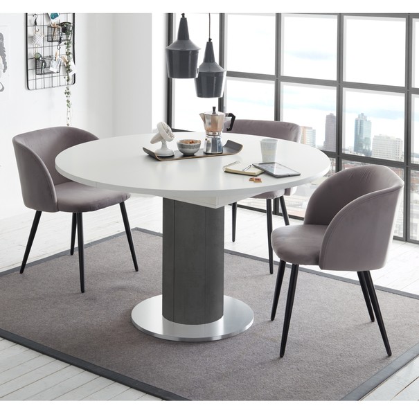 Jedálenský stôl BIG SYSTEM RUND S biela matná/grafitová, ⌀ 110 cm, stredová noha 1