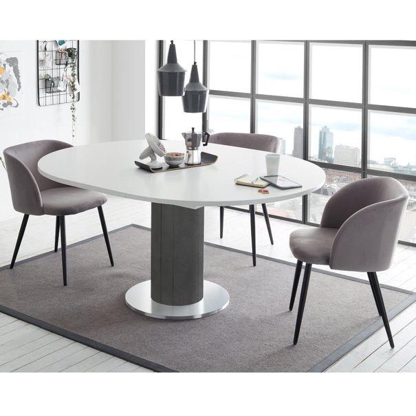 Jedálenský stôl BIG SYSTEM RUND S biela matná/grafitová, ⌀ 130 cm, stredová noha 2