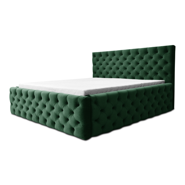 Čalouněná postel CHESTERFIELD zelená, 180x200 cm