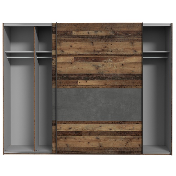 Šatní skříň CLIF III staré dřevo/beton 2