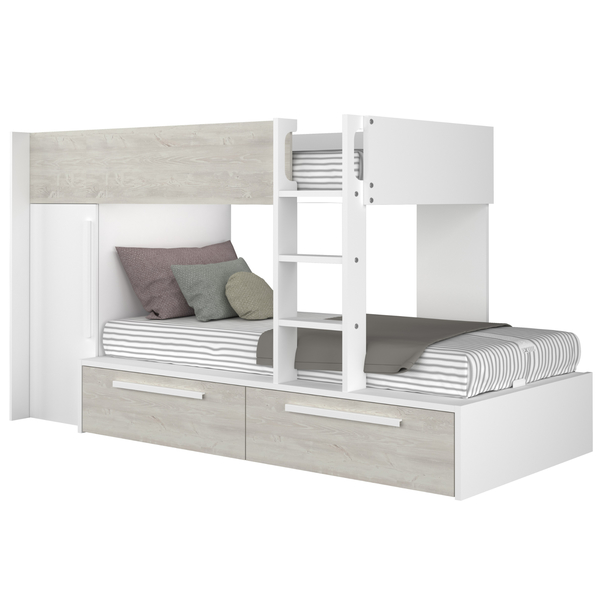 Poschodová posteľ so skriňou EMMET I pínia cascina/biela, 90x200 cm 3