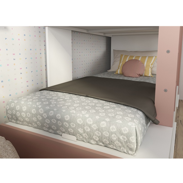 Poschodová posteľ so skriňou EMMET I pínia cascina/staroružová, 90x200 cm 10