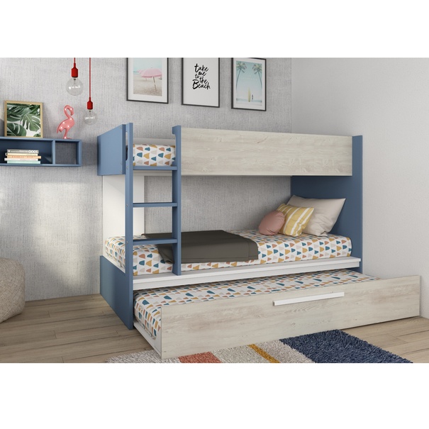 Poschodová posteľ EMMET II pínia cascina/modrá, 90x200 cm 6