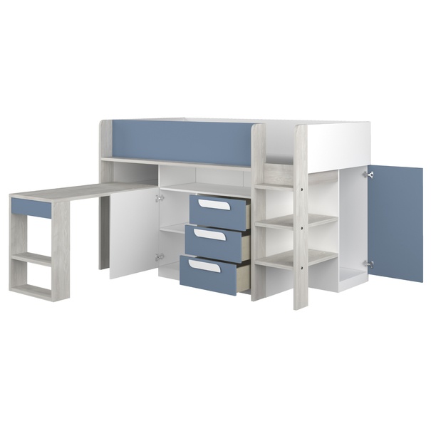 Poschodová posteľ  so stolom  EMMET IV pínia cascina/modrá, 90x200 cm 5