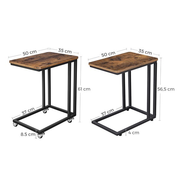 Přístavný stolek  EVORA matná černá, rustikální hnědá 7