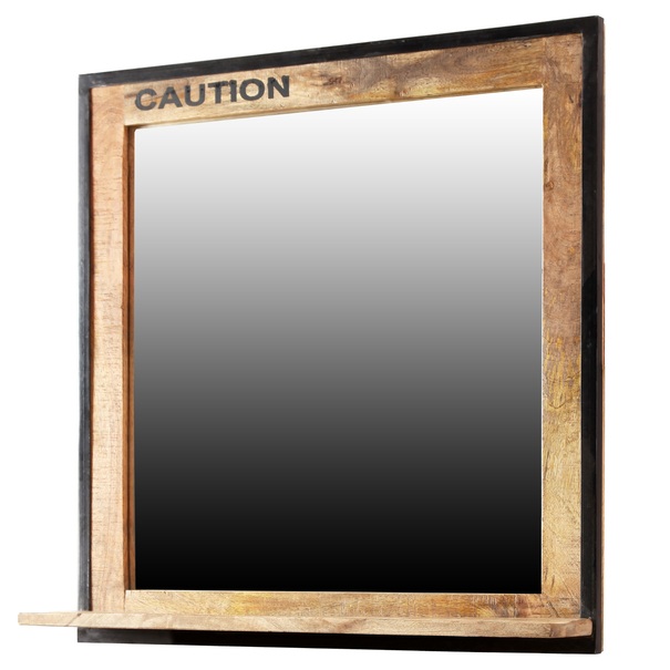 Zrcadlo s poličkou IRON mangovník 1