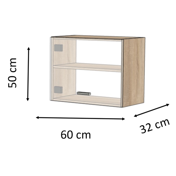 Závěsná horní skříňka LIGHT L2 bílá/dub sonoma, šířka 60 cm 5