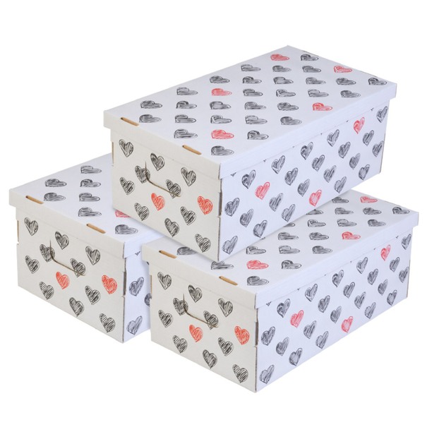Sada 3 papírových krabic LOVE bílá/červená/černá/3ks 1