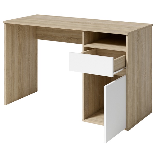 Písací stôl NEAPOL dub sonoma/biela 2