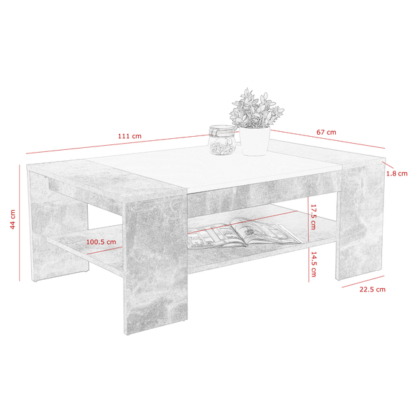 Konferenčný stolík OLIVER betón/biela 2