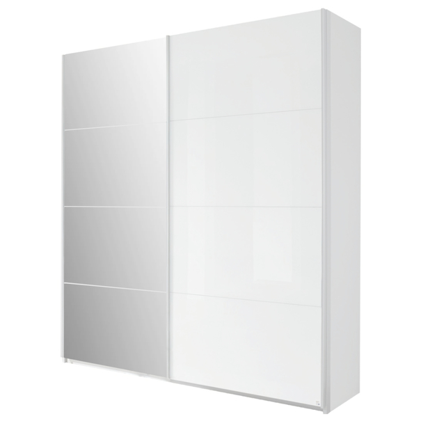 Šatní skříň QUADRA 226 bílá vysoký lesk/zrcadlo