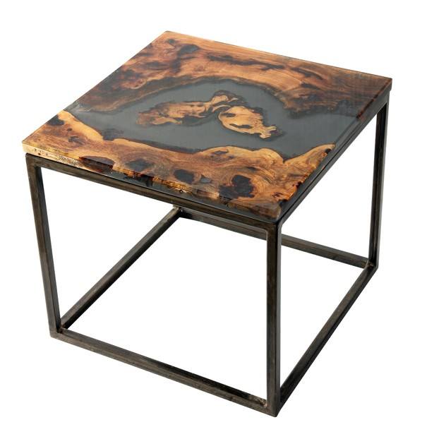 Odkládací stolek RESIN 50x50 cm, šedá 1