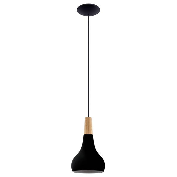 Závěsné svítidlo SABINAR černý kov/světle dřevo, průměr 18 cm 1
