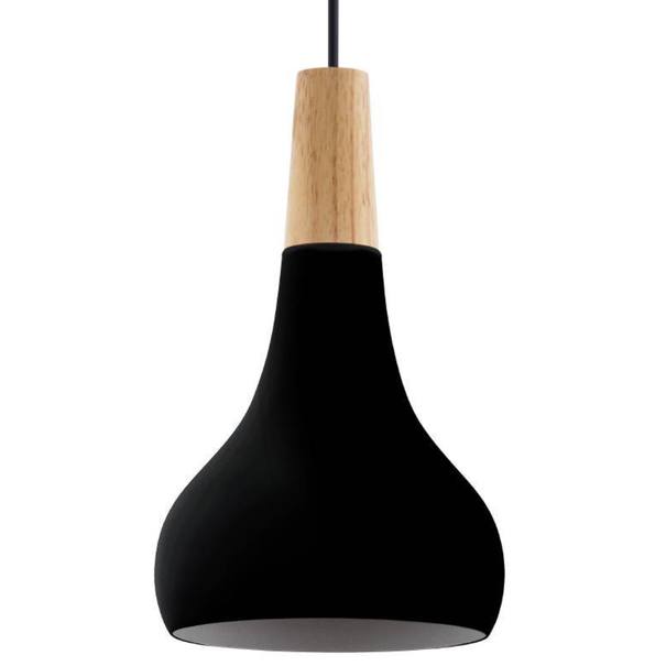 Závěsné svítidlo SABINAR černý kov/světle dřevo, průměr 18 cm 3