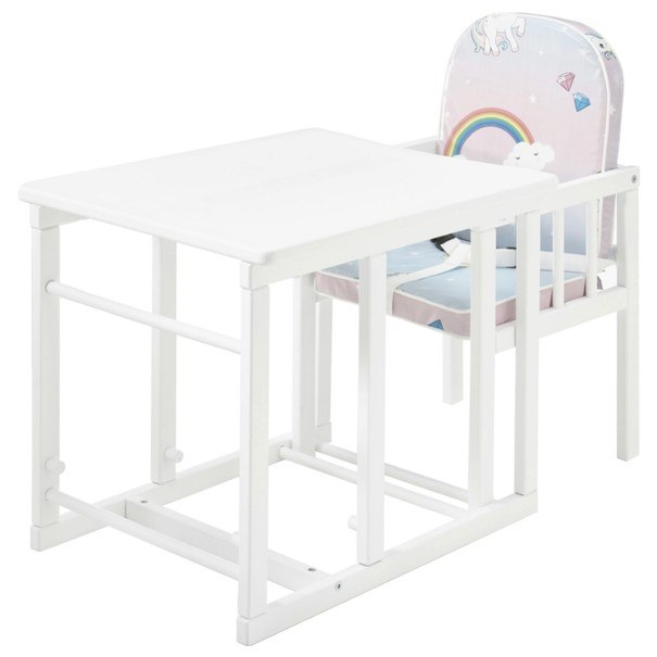 Detská kombinovaná stolička SARAN biela, motív jednorožci 4