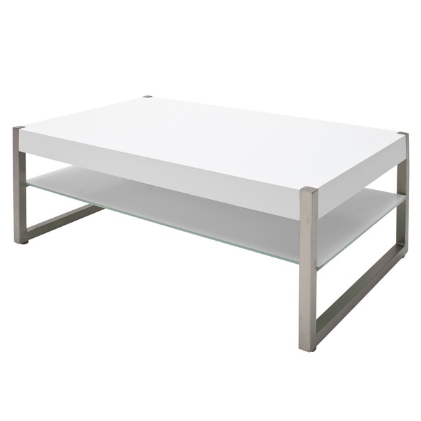 Konferenční stolek SETH 2 bílá/sklo