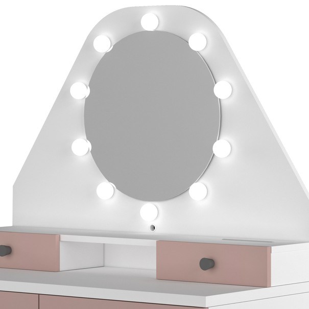 Toaletní stolek STARLET starorůžová/bílá 6