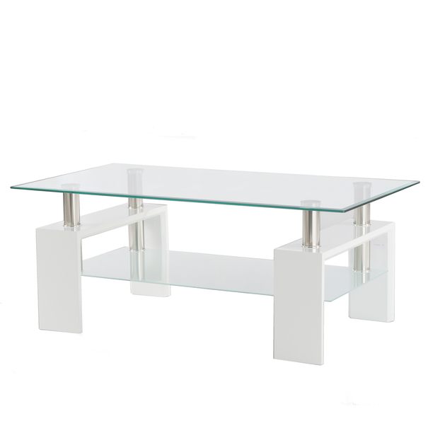 Konferenční stolek TOLEDO bílá/sklo 1