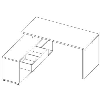 Rohový písací stôl ARLO dub tmavý/biela 2