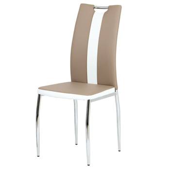 Jídelní židle BARBORA hnědo-bílá/chrom 1