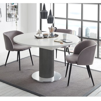 Jedálenský stôl BIG SYSTEM RUND S biela matná/grafitová, ⌀ 130 cm, stredová noha 1