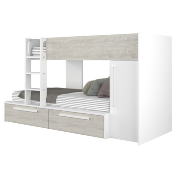 Poschodová posteľ so skriňou EMMET I pínia cascina/biela, 90x200 cm 1