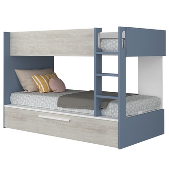 Poschodová posteľ EMMET II pínia cascina/modrá, 90x200 cm 1