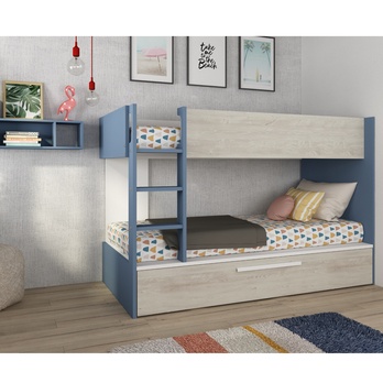 Poschodová posteľ EMMET II pínia cascina/modrá, 90x200 cm 5