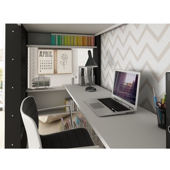 Poschodová posteľ s písacím stolom EMMET VI biela/grafitová, 90x200 cm 3
