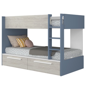 Poschodová posteľ EMMET VII pínia cascina/modrá, 90x200 cm 3