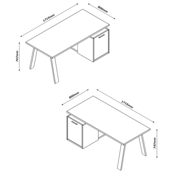 Písací stôl ENNIO dub elegance/antracit, s kontajnerom 5