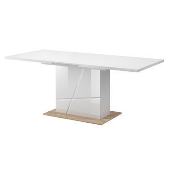 Jedálenský stôl FUTURA 10 biela vysoký lesk/dub riviéra 3