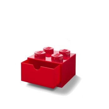Stolní box se zásuvkou LEGO červená, 16x16x12 cm 3
