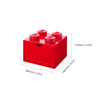 Stolní box se zásuvkou LEGO červená, 16x16x12 cm 4