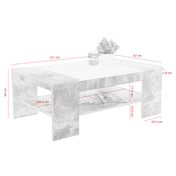 Konferenčný stolík OLIVER biela/betón 2