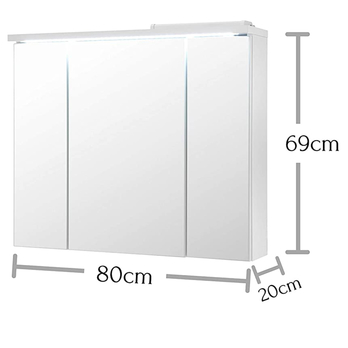 Zrcadlová skříňka POOL bílá vysoký lesk, 80 cm 4