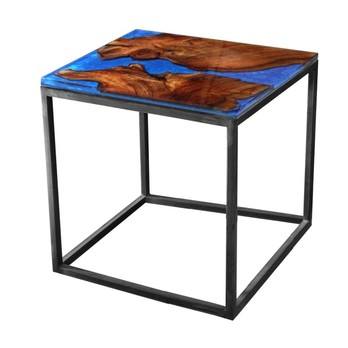 Odkládací stolek RESIN 50x50 cm, modrá/šedá 1