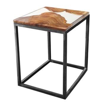 Odkládací stolek  RESIN 40x40 cm, transparentní/šedá 1