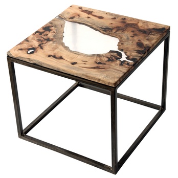 Odkládací stolek RESIN 50x50 cm, transparentní/šedá 1