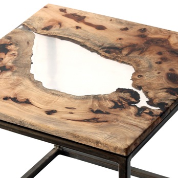 Odkládací stolek RESIN 50x50 cm, transparentní/šedá 2