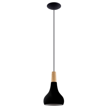 Závěsné svítidlo SABINAR černý kov/světle dřevo, průměr 18 cm 1