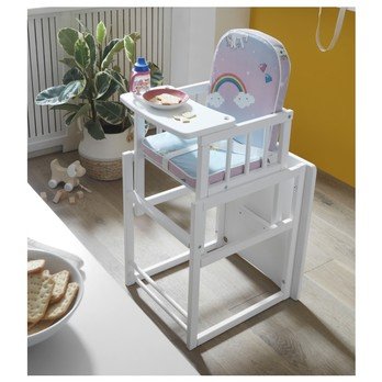 Detská kombinovaná stolička SARAN biela, motív jednorožci 2