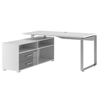 Rohový psací stůl SPOKE bílá/šedá 1