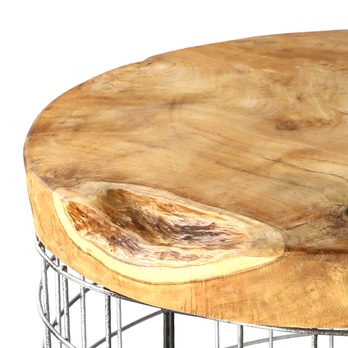 Prístavný stolík TRIEN 1 teakové drevo/kov, priemer 50 cm 3