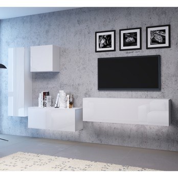 TV komoda VIVO VI 3 LED 140 cm, biela lesklá 4
