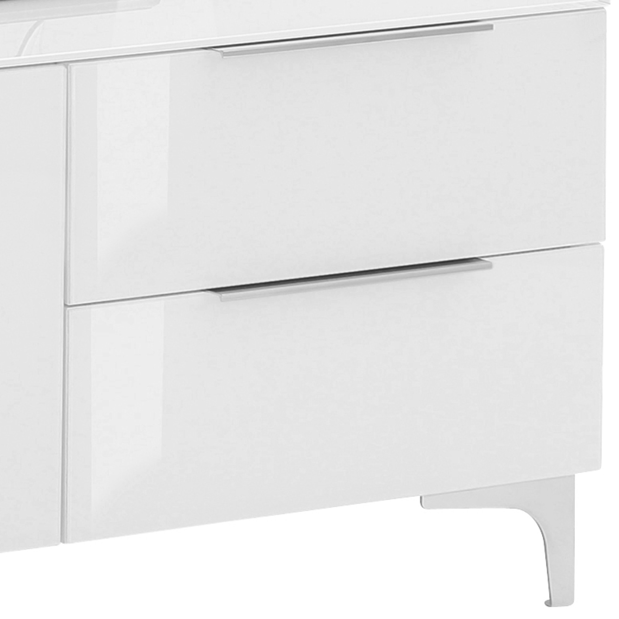 Sconto TV stolík BENTLEY biela matná/biele sklo, šírka 181 cm.