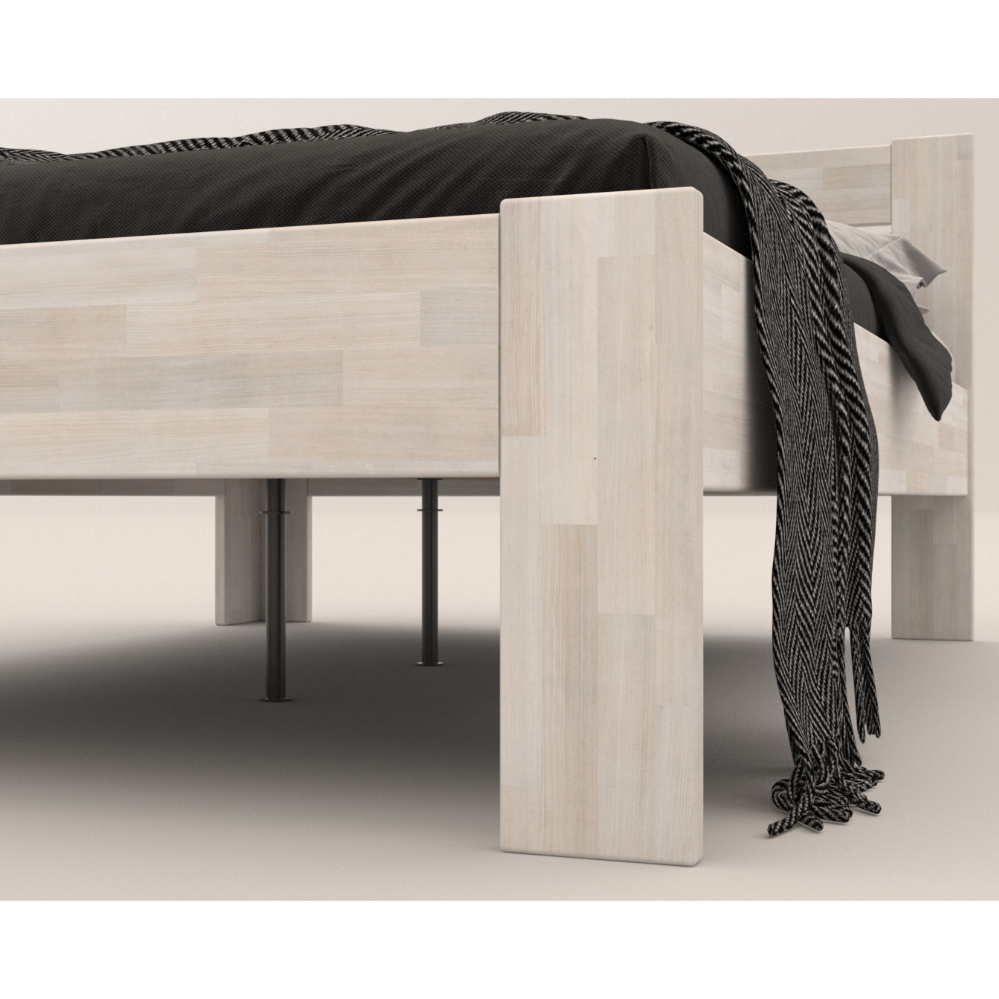 Sconto Rohová posteľ JOHANA II ľavá, buk/biela, 120x200 cm.